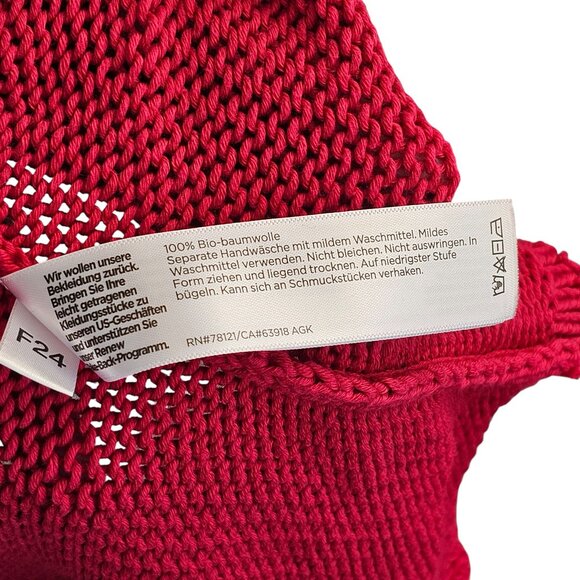 Eileen Fisher Red Knit Loose Fit Cotton Sweater Sz M - Picture 7 of 8